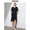 VIMAGE纬漫纪夏季V领时尚修身显瘦黑色裙子连衣裙VB2107138 商品缩略图4