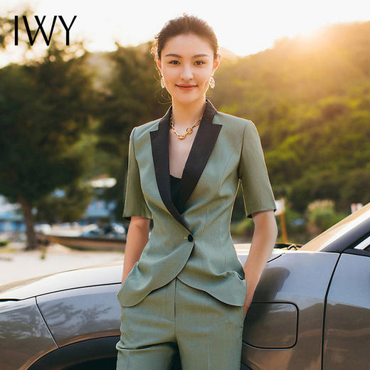 IWY/墨绿色职业西装套装时尚四分袖薄款气质上班休闲高端名媛CP1305 商品图0