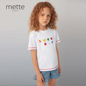 【纯棉字母绣花T恤】夏季新品女童薄款圆领T恤宽松百搭短袖上衣