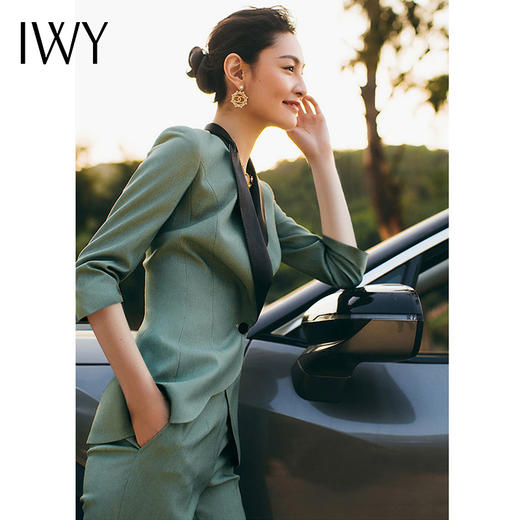 IWY/绿色七分袖职业西装套装时尚办公女神装经理团体服饰OL CP1249 商品图3