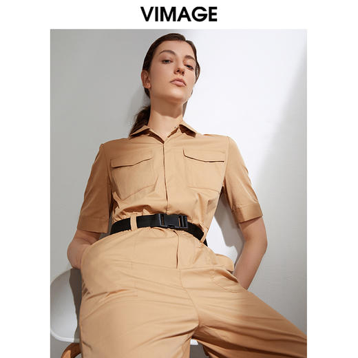 VIMAGE纬漫纪品牌女装夏款帅气工装显瘦高腰长裤连体裤VB2107156 商品图0