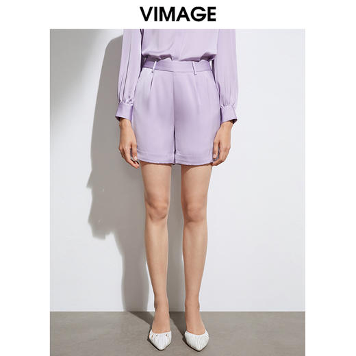 VIMAGE纬漫纪夏季新款通勤百搭显瘦纯色简约短裤女裤VA2105113 商品图5