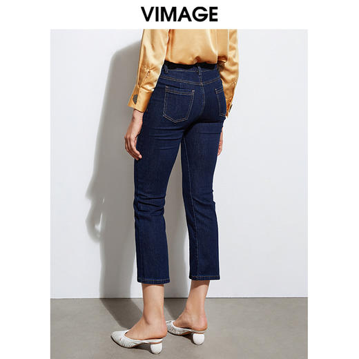 VIMAGE纬漫纪品牌女装百搭显瘦修身弹力九分牛仔裤VA2105119 商品图3