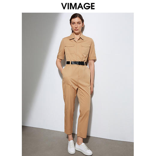 VIMAGE纬漫纪品牌女装夏款帅气工装显瘦高腰长裤连体裤VB2107156 商品图2