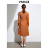 VIMAGE纬漫纪新款通勤纯色气质V领连衣裙VA2107113 商品缩略图5