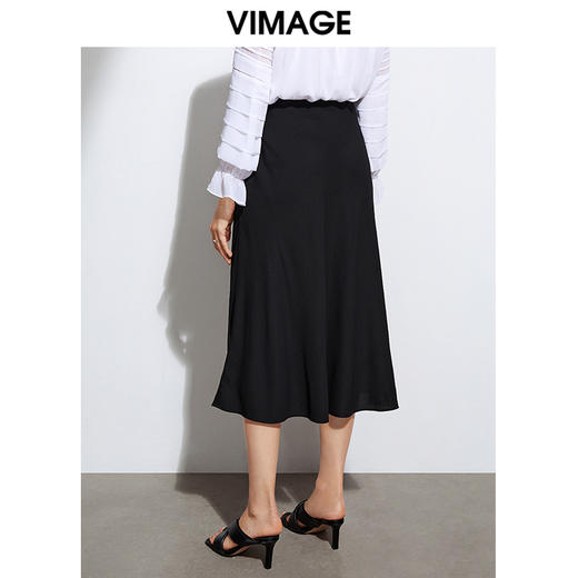VIMAGE纬漫纪优雅气质百搭半身裙中长款裙子夏VA2106113半裙 商品图3