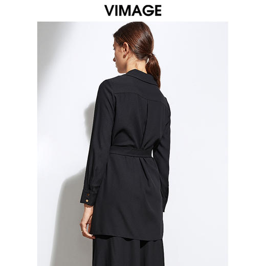 VIMAGE纬漫纪春夏季女装V领纯色长袖衬衣VA2109119 商品图2