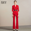 IWY/红色西装外套女开叉阔腿裤套装气质女神范时尚休闲职业装正装212026C1P3+YD 商品缩略图2