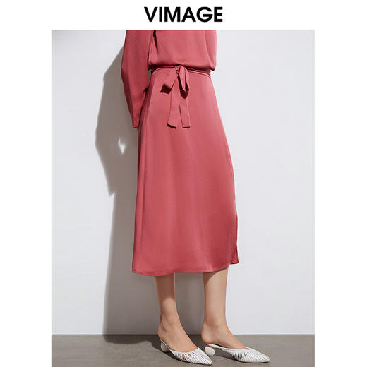VIMAGE纬漫纪优雅百搭半身裙中长款适合胯大腿粗的裙子夏VA2106107半裙 商品图5
