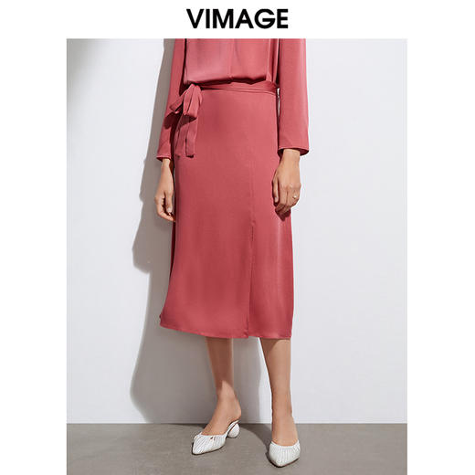 VIMAGE纬漫纪优雅百搭半身裙中长款适合胯大腿粗的裙子夏VA2106107半裙 商品图0