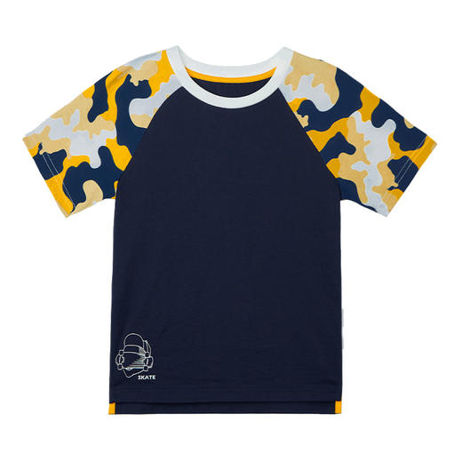 【纯棉撞色T恤】夏季新品男童纯棉T恤时尚迷彩撞色薄打底短袖上衣 商品图5