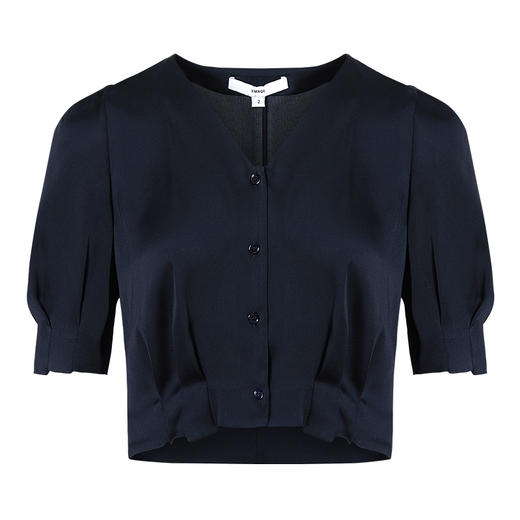 VIMAGE纬漫纪女装夏季新品V领短袖宽松休闲小上衣短款薄V1503118 商品图5