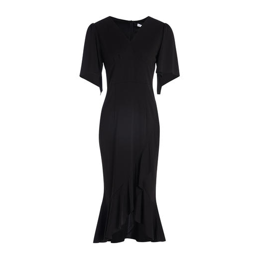 VIMAGE纬漫纪夏季V领时尚修身显瘦黑色裙子连衣裙VB2107138 商品图5