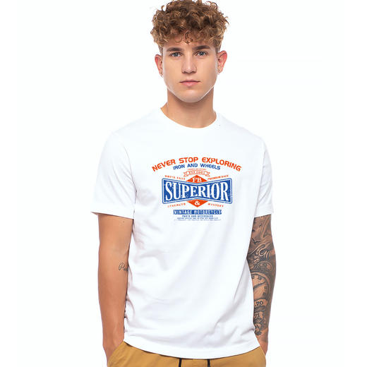 夏季流行高街机车复古字母学院风纯棉休闲百搭男女合体短袖T恤衫 NMT-1322 商品图1