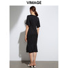 VIMAGE纬漫纪夏季V领时尚修身显瘦黑色裙子连衣裙VB2107138 商品缩略图3