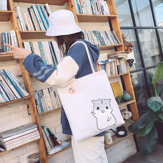 【休闲手提包】女单肩包森系文艺帆布包 学院风大容量学生书包箱包袋 商品图5