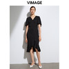 VIMAGE纬漫纪夏季V领时尚修身显瘦黑色裙子连衣裙VB2107138 商品缩略图1