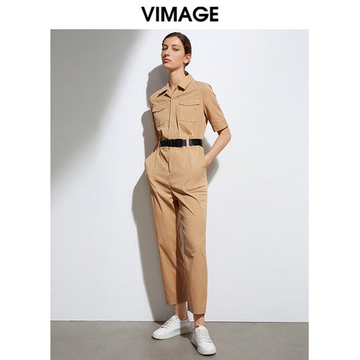 VIMAGE纬漫纪品牌女装夏款帅气工装显瘦高腰长裤连体裤VB2107156 商品图1