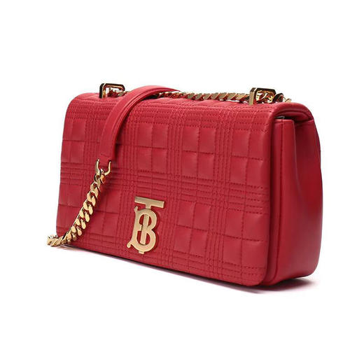 Burberry/博柏利 女包皮质Lola小号绗缝萝纳包单肩斜挎包 23*13cm-黑色-亮红色 商品图3