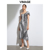 VIMAGE纬漫纪夏季优雅斜肩吊带鱼尾裙摆显瘦连衣裙VB2107144连衣裙 商品缩略图1