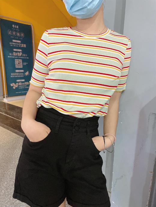 欧芮儿白色牛仔短裤女2021春夏新款高腰修身包臀直筒卷边休闲裤 商品图2