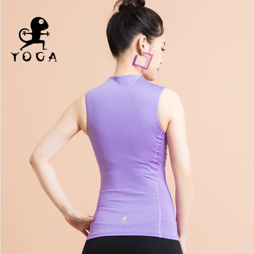 【现货秒发】2020壁虎新款《若旅-淡紫》立领旗袍式领口瑜伽背心（有胸垫） 商品图3
