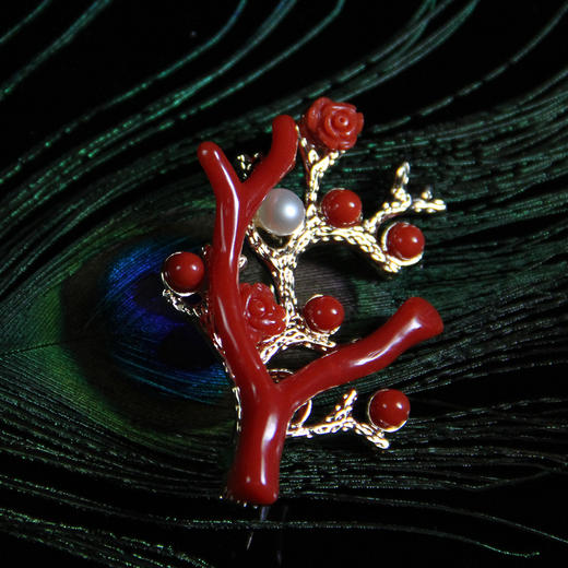 火树银花珊瑚胸针（天然珊瑚枝每款均不同） 商品图0