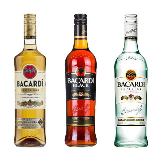 【组合】百加得金+黑+白朗姆酒组合 750ml 商品图0