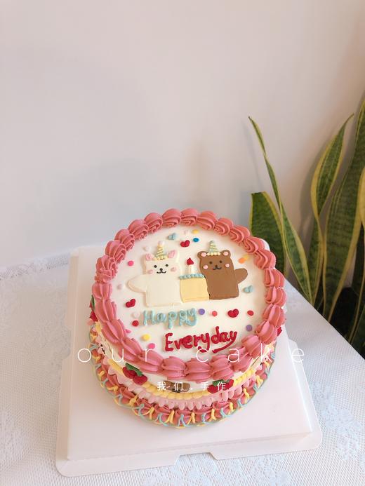 粉白色小熊小兔子复古蛋糕-低糖处理无添加 商品图3