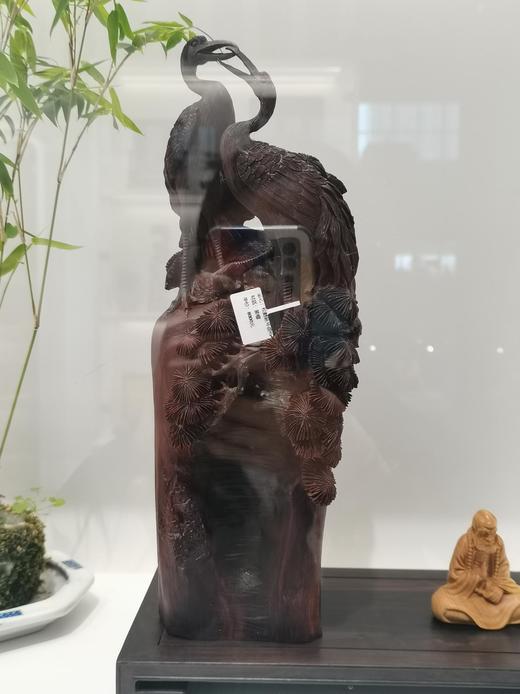松鹤延年°小叶紫檀木雕摆件 商品图0
