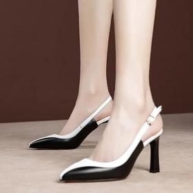 OLZ052-1 高跟鞋时装包头凉鞋女后空细跟真皮鞋【优】