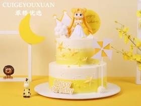 美少女生日蛋糕（黄色）双层