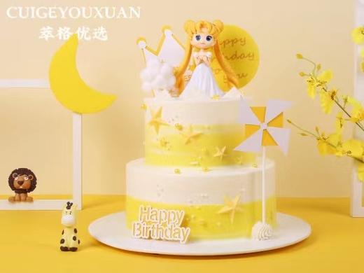美少女生日蛋糕（黄色）双层 商品图0