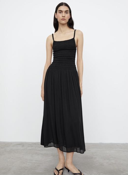 TOTEME 杏黄色/黑色/白色褶皱吊带长裙 商品图6