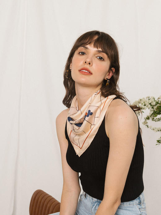 【lost pattern】茶花纸牌斜纹中方巾 商品图5