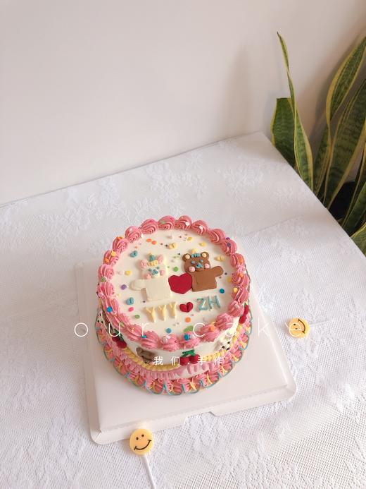 粉白色小熊小兔子复古蛋糕-低糖处理无添加 商品图2