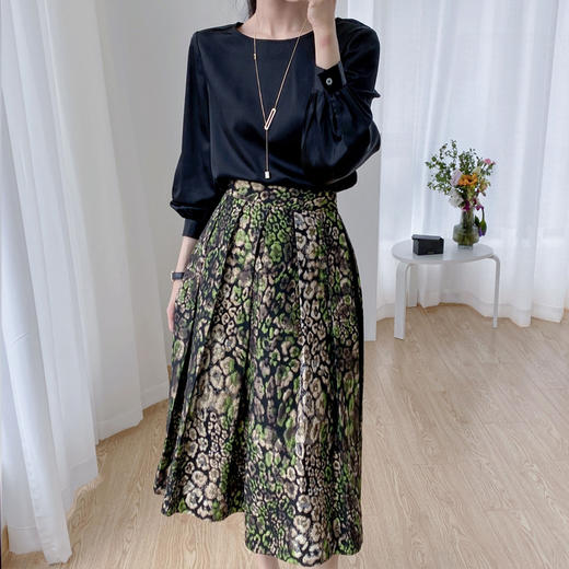 重工定织 织金碎花百褶半身裙 商品图2