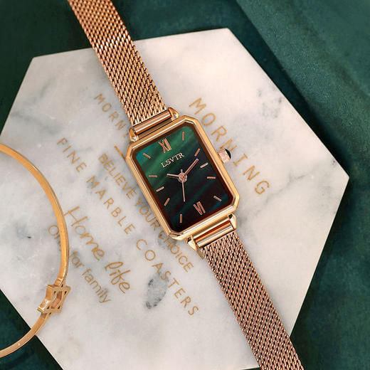 ins风新款网红同款手表女简约气质文艺防水小方盘孔雀绿小绿表女 商品图5