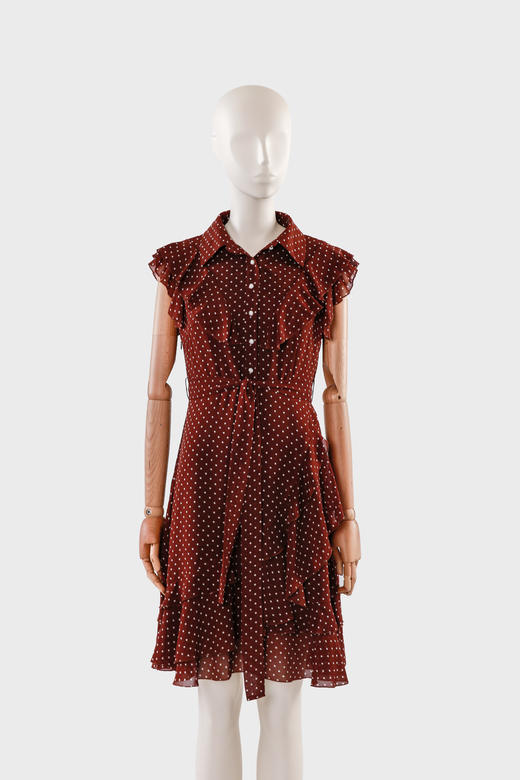 荷叶边装饰珍珠扣连衣裙（附腰带） 商品图0