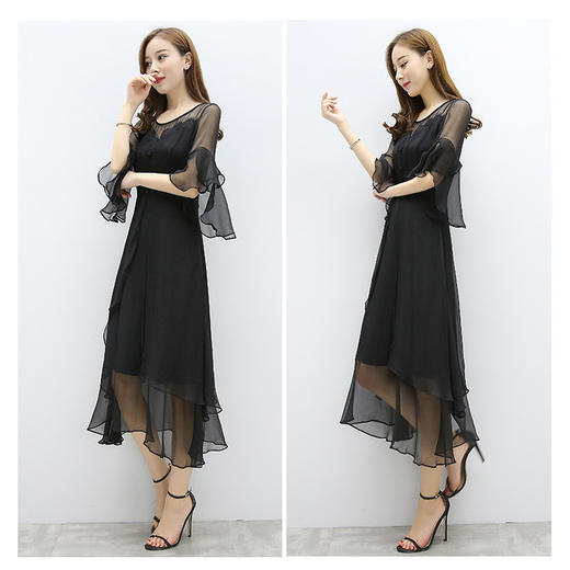 上海旗袍厂RJ-8826-1雪纺连衣裙女2021夏季时尚大码女装韩版修身裙子气质长裙 商品图0