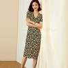 米思阳夏季2021新款时尚复古小碎花V领开叉薄款连衣裙 商品缩略图2