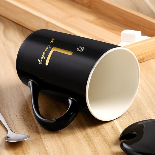 【带盖勺男女陶瓷茶杯】姓氏陶瓷马克杯 居家日用韩版学生情侣餐饮用具 商品图6