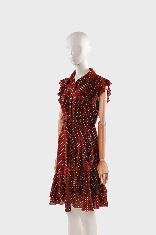 荷叶边装饰珍珠扣连衣裙（附腰带） 商品图2