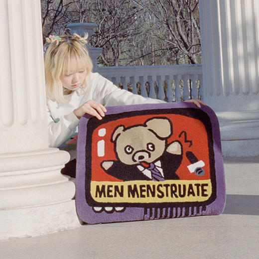 【市集】Puli Potch布力跑-小熊主播「男人来月经啦」手工编织地毯 商品图0