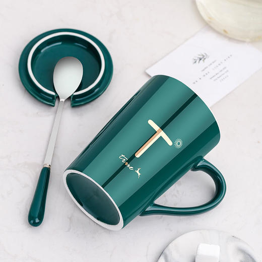 【带盖勺男女陶瓷茶杯】姓氏陶瓷马克杯 居家日用韩版学生情侣餐饮用具 商品图3