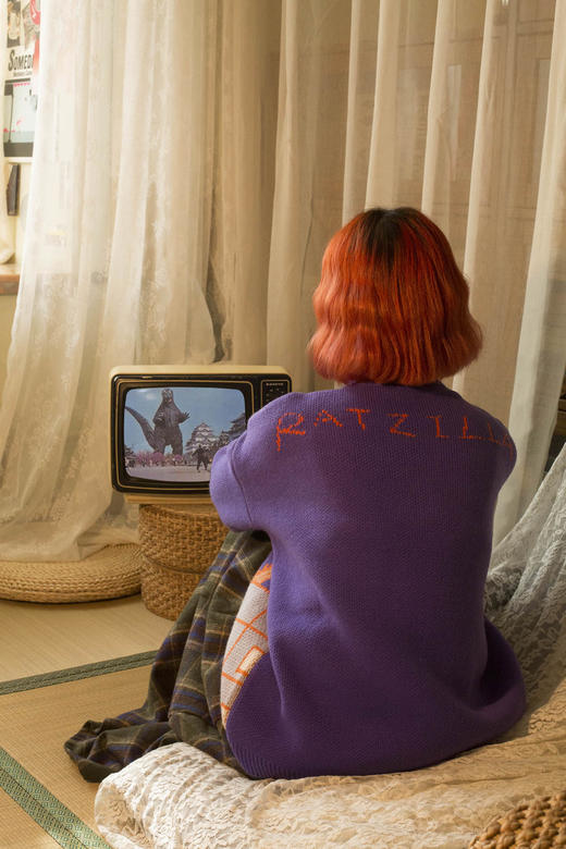 【市集】Puli Potch布力跑-鼠斯拉紫色情侣款-套头针织毛衣（均码） 商品图5