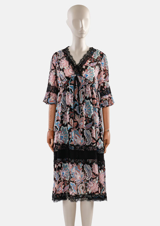 蕾丝装饰系带连衣裙 商品图0