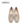 westory女鞋2021年春季新款细钻圆头一脚蹬低跟奶奶鞋S21AM53461 商品缩略图3