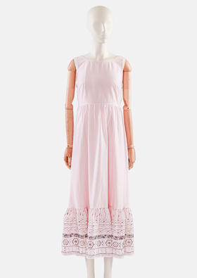 L 漏背系带长款连衣裙