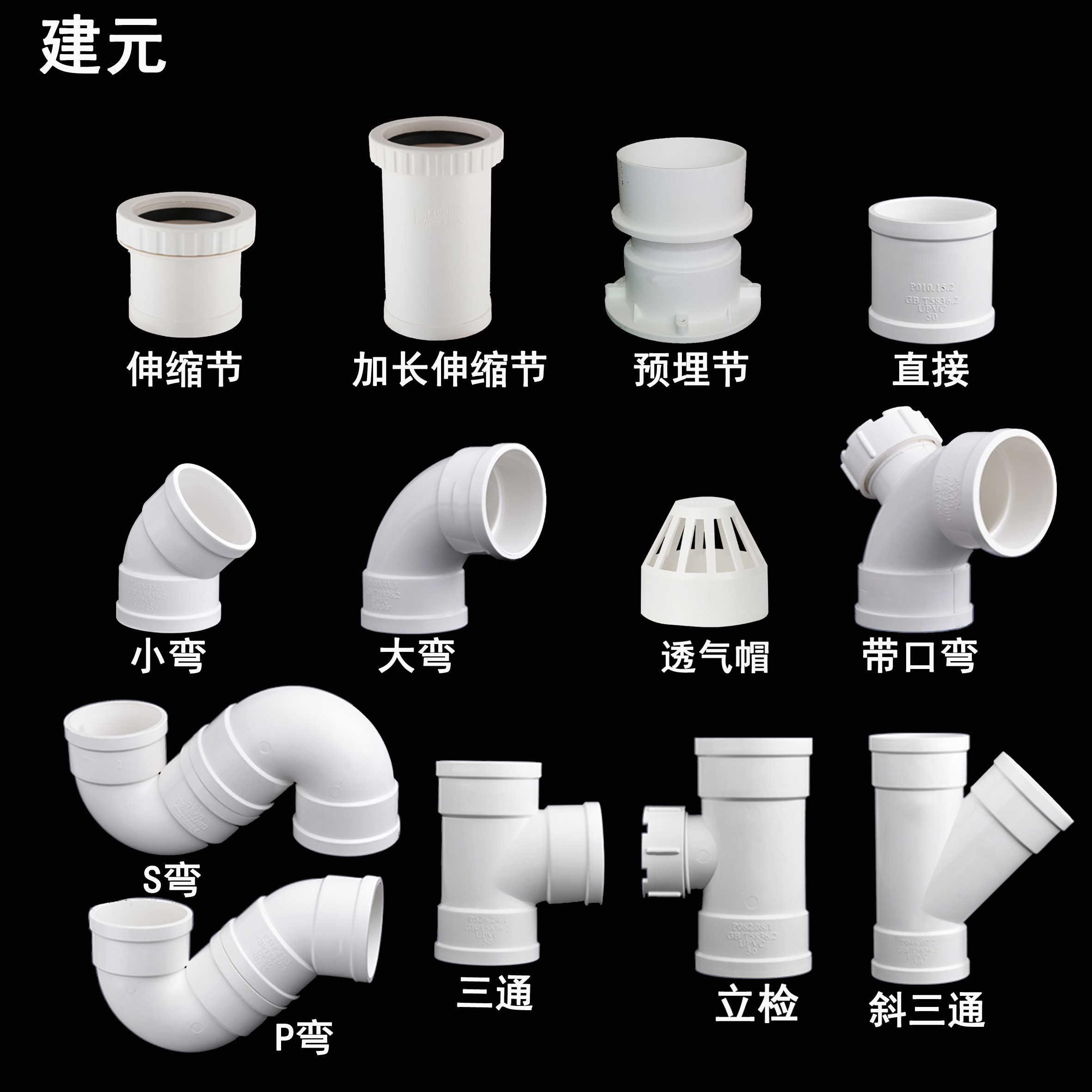 建元 PVC 110 管道配件